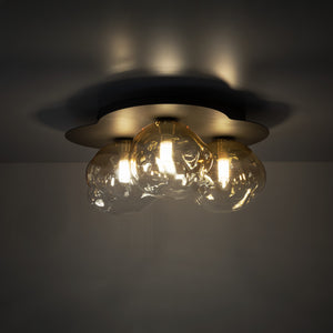 Plafonieră Lava din sticlă, maro închis, Lungime 330 mm, lățime 370 mm