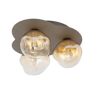 Plafonieră Lava din sticlă, maro închis, Lungime 330 mm, lățime 370 mm