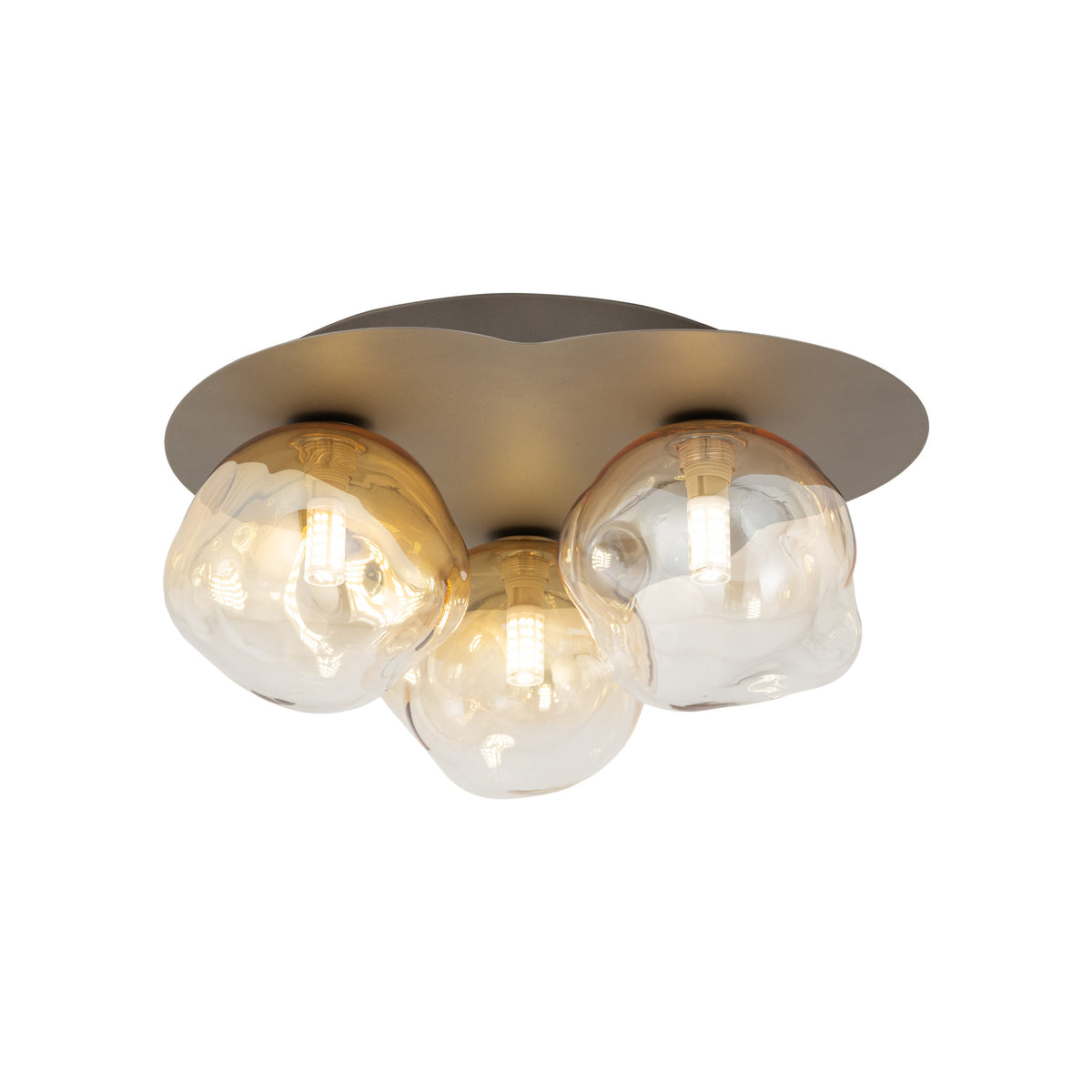 Plafonieră Lava din sticlă, maro închis, Lungime 330 mm, lățime 370 mm