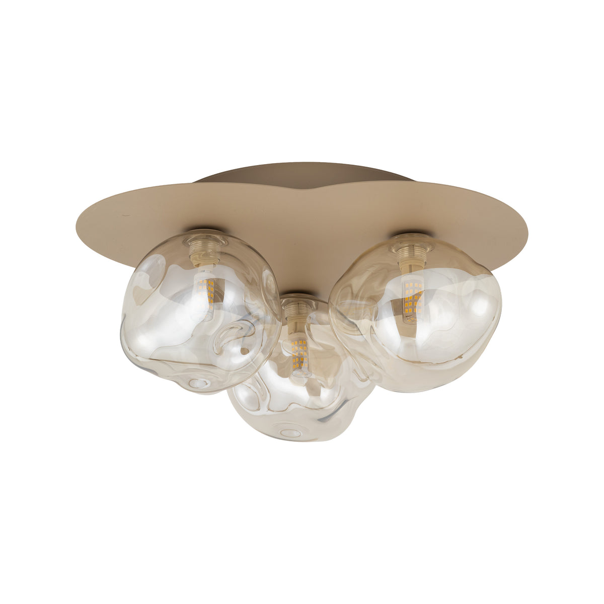 Plafonieră Lava din sticlă, salvie, Lungime 330 mm, lățime 370 mm