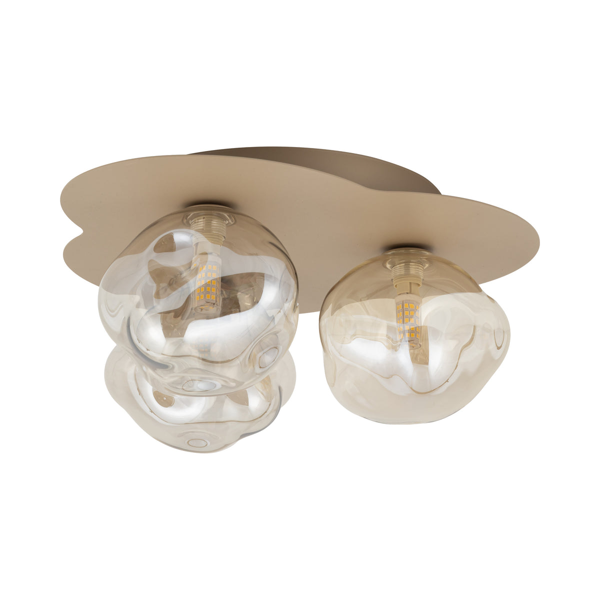 Plafonieră Lava din sticlă, salvie, Lungime 330 mm, lățime 370 mm