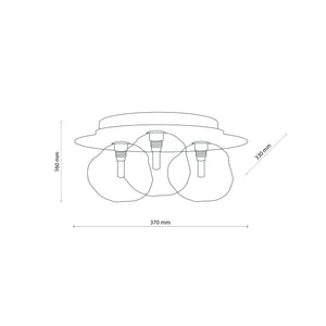 Plafonieră Lava din sticlă, salvie, Lungime 330 mm, lățime 370 mm