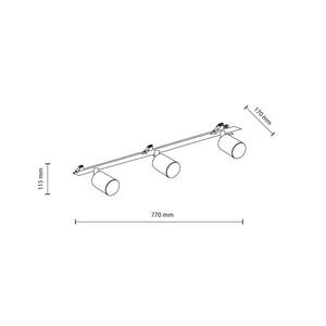 Plafonieră Nex încastrată din metal, alb, 3 becuri