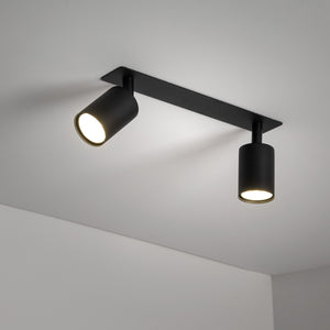 Plafonieră Nex încastrată din metal, negru, 2 becuri