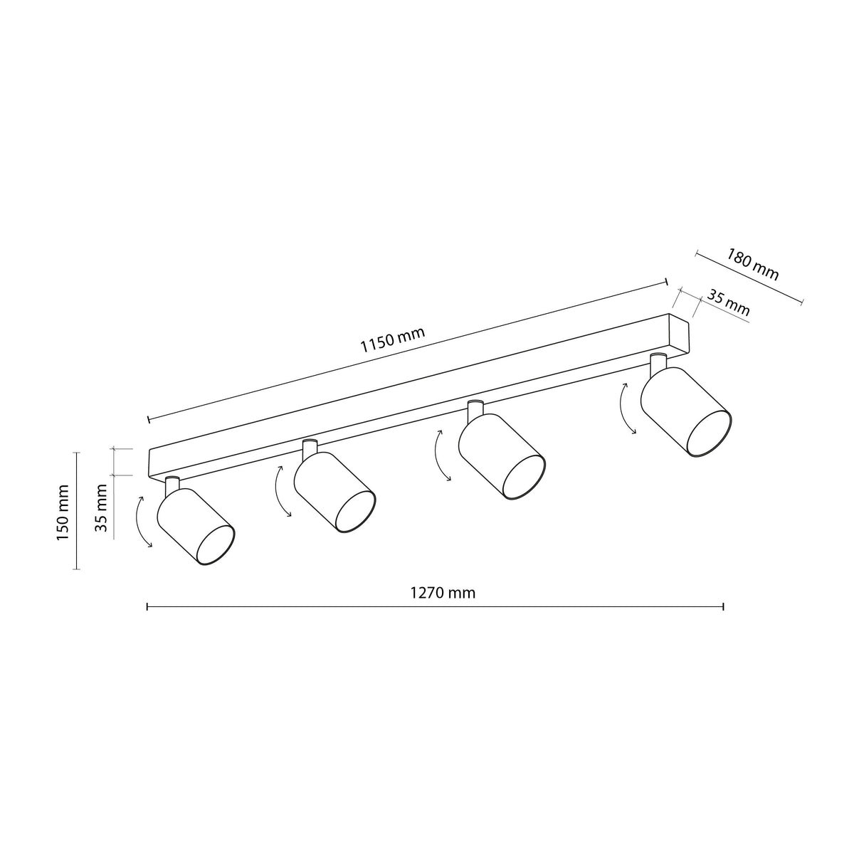Plafonieră Nex din metal, alb, 4 becuri