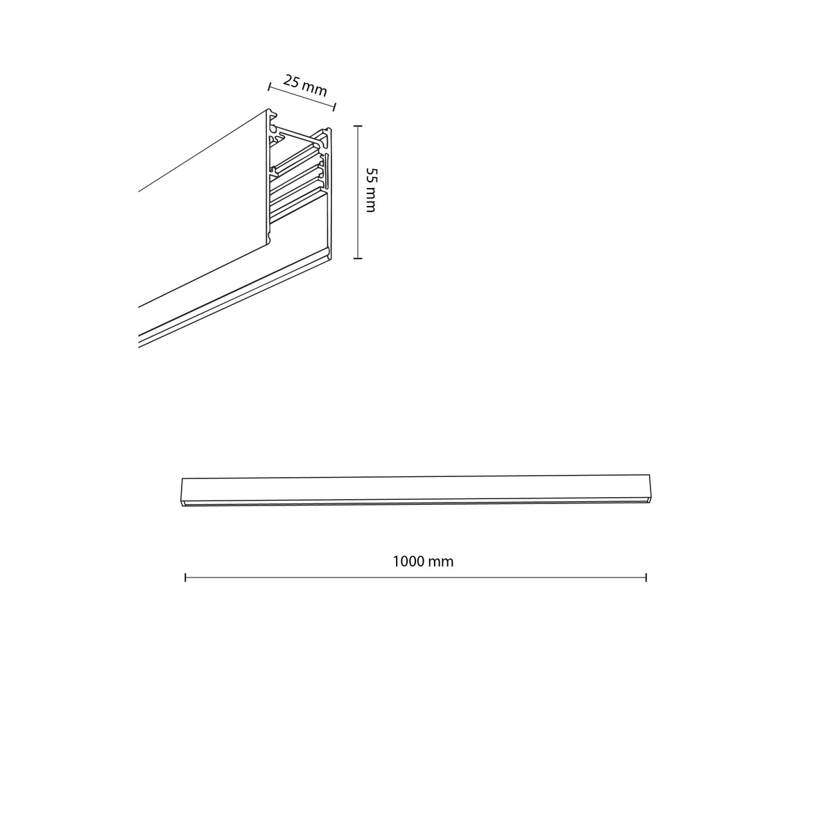 Șină Magnetic Easy aparentă din aluminiu, negru, 1 m