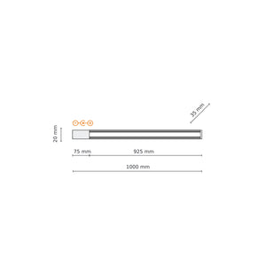Șină Tracer din metal, alb, 1 m