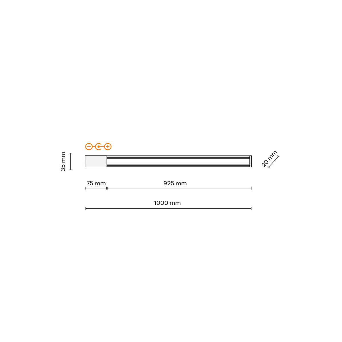 Șină Tracer din metal, negru, 1 m