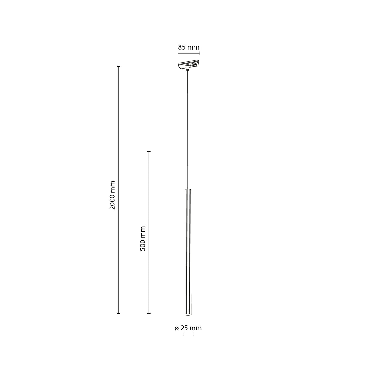 Spot pentru șină Tracer din aluminiu, negru, Înălțime 2000 mm