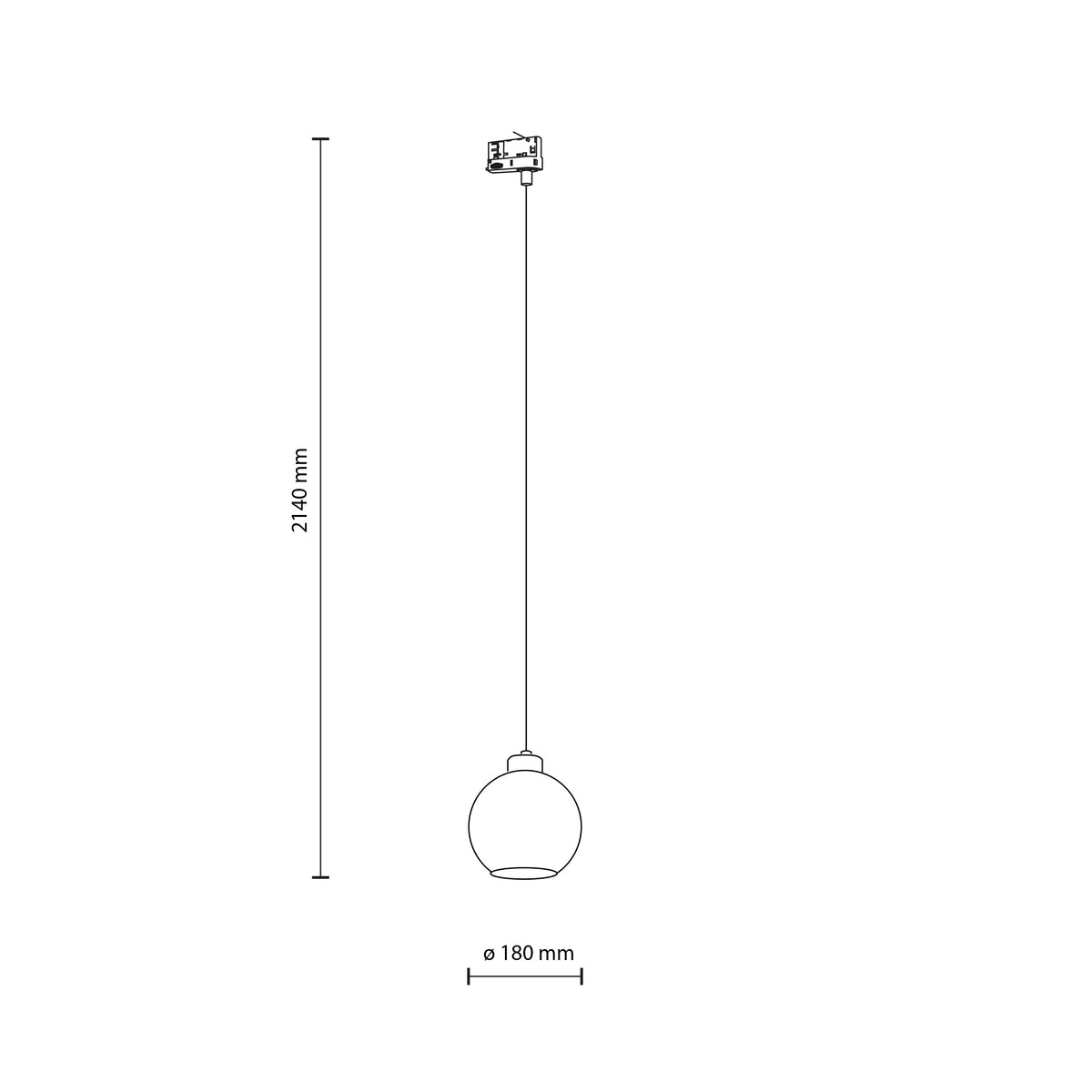 Spot pentru șină Tracer Cubus cu 3 circuite, transparent, 180 × 180 × 2140 mm