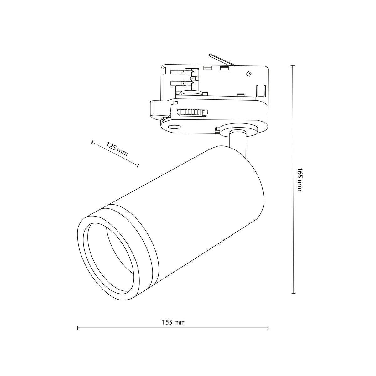 Spot pentru șină Tracer Jet Ring cu 3 circuite, negru