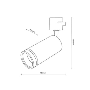 Spot pentru șină Tracer Jet Ring din metal, alb