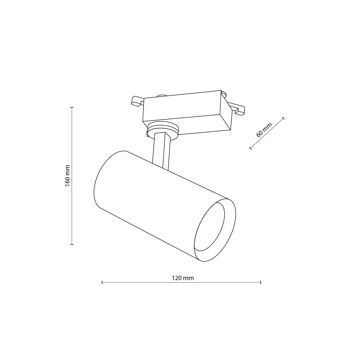 Spot pentru șină Tracer din metal, negru, Lungime 60 mm, lățime 120 mm