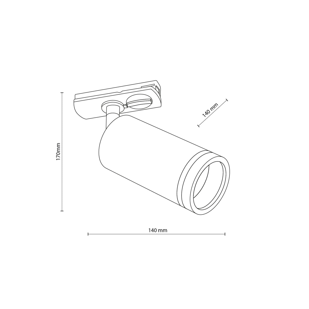 Spot pentru șină Tracer Ring Slim din metal, negru