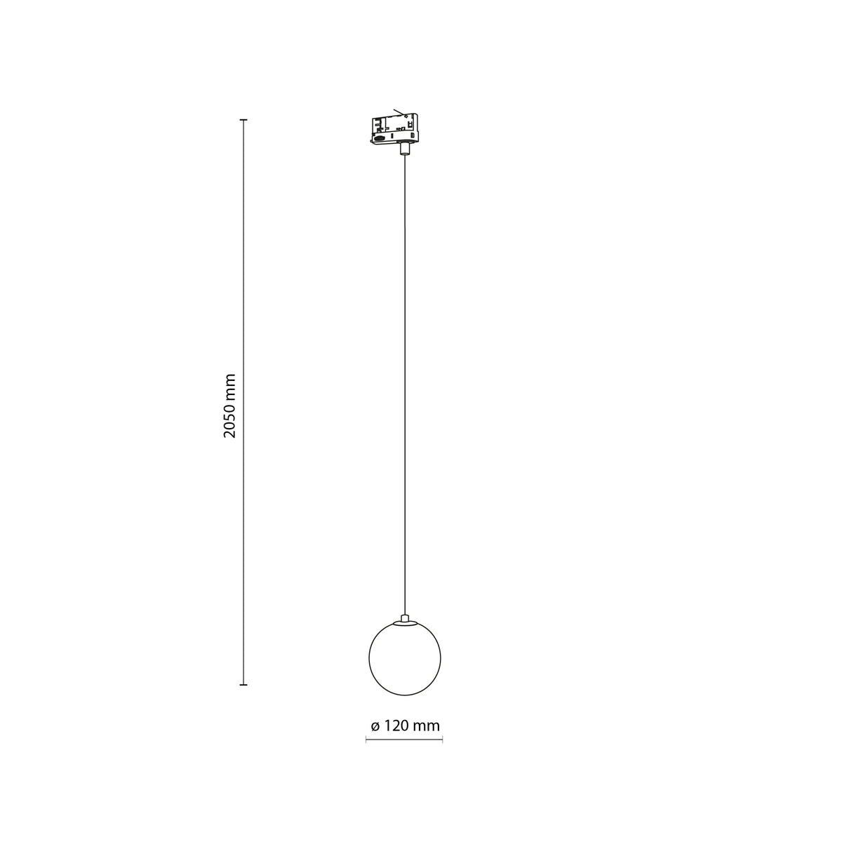 Spot pentru șină Tracer sticlă cu 3 circuite, negru alb, Înălțime 2050 mm