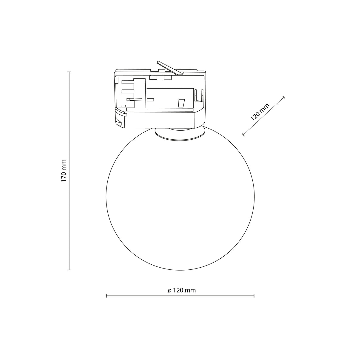 Spot pentru șină Tracer sticlă cu 3 circuite, negru chihlimbar, Înălțime 170 mm