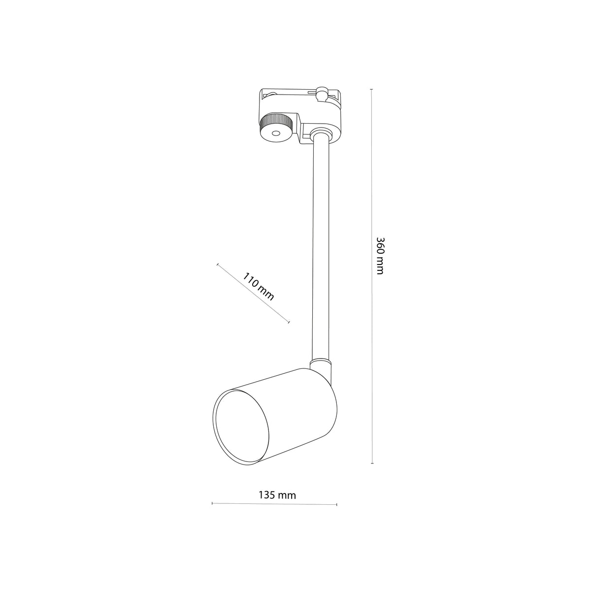 Spot pentru șină Tracer Top Long din metal, alb