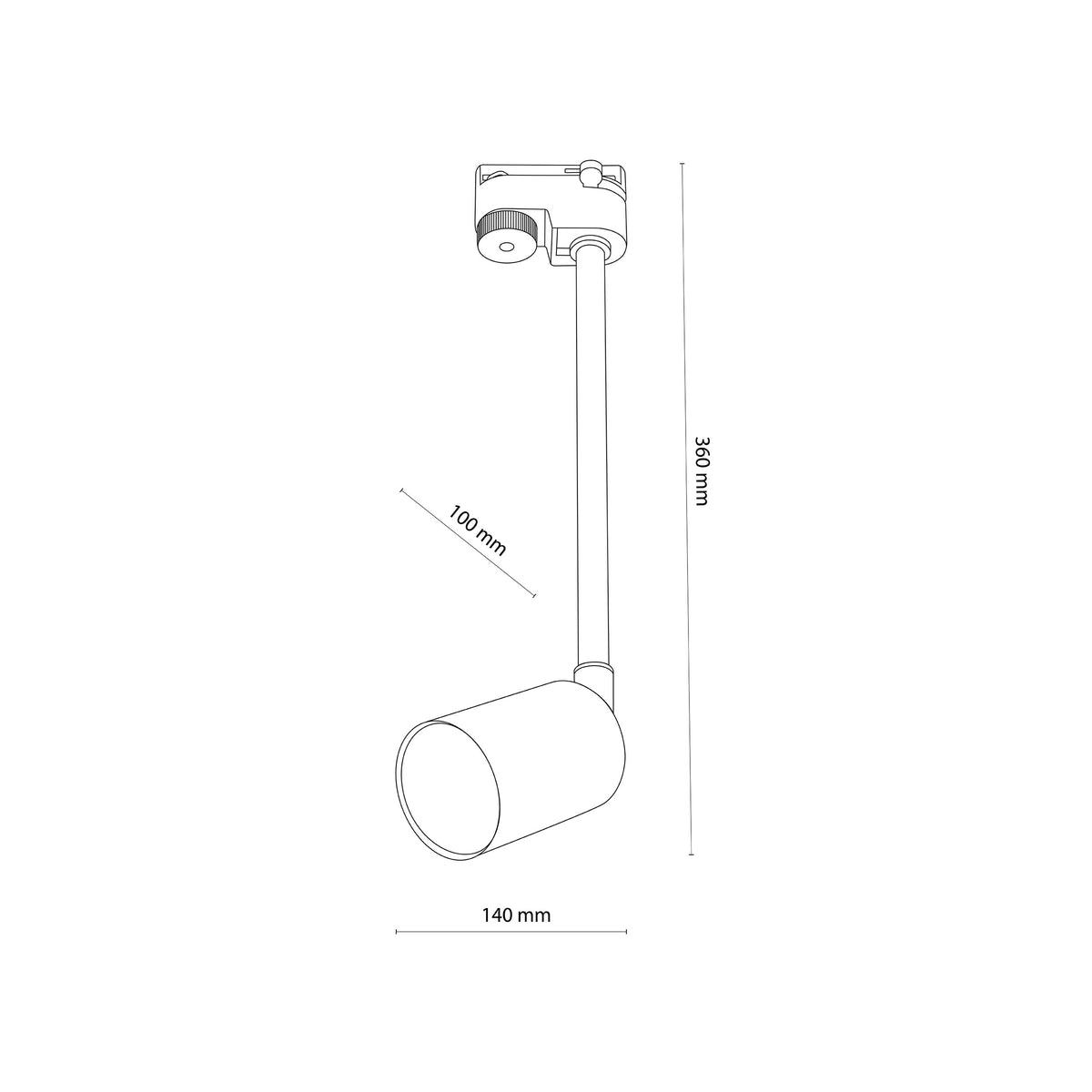 Spot pentru șină Tracer Top Long din metal, negru