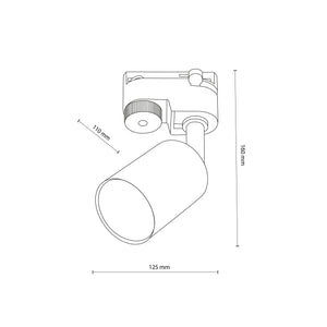 Spot pentru șină Tracer Top din metal, alb